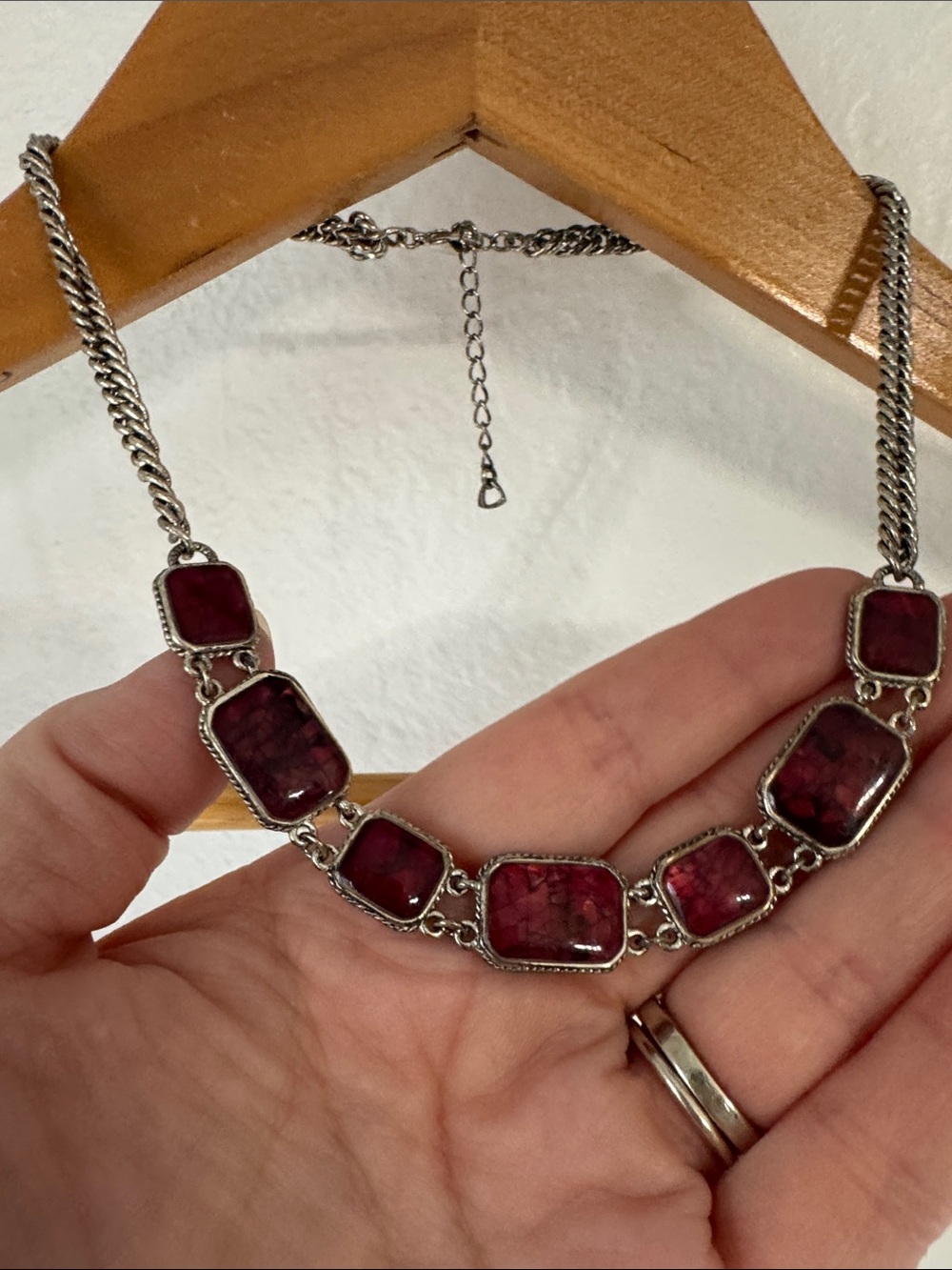 Red Marbleized Statement Necklace